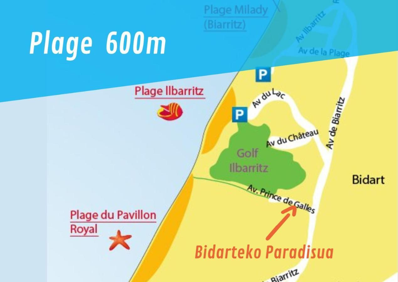Bidarteko Paradisua Proche Plage, Golf, Parking Exteriér fotografie